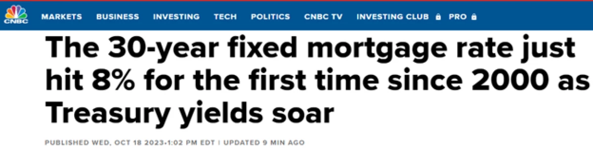 1. The 30-year fixed mortgage rate just hit 8%