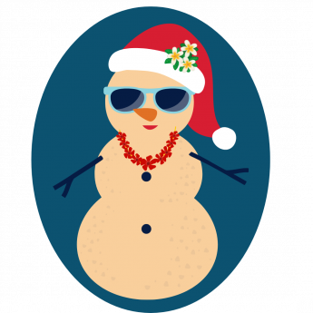 Sand Snowman in Blue Circle